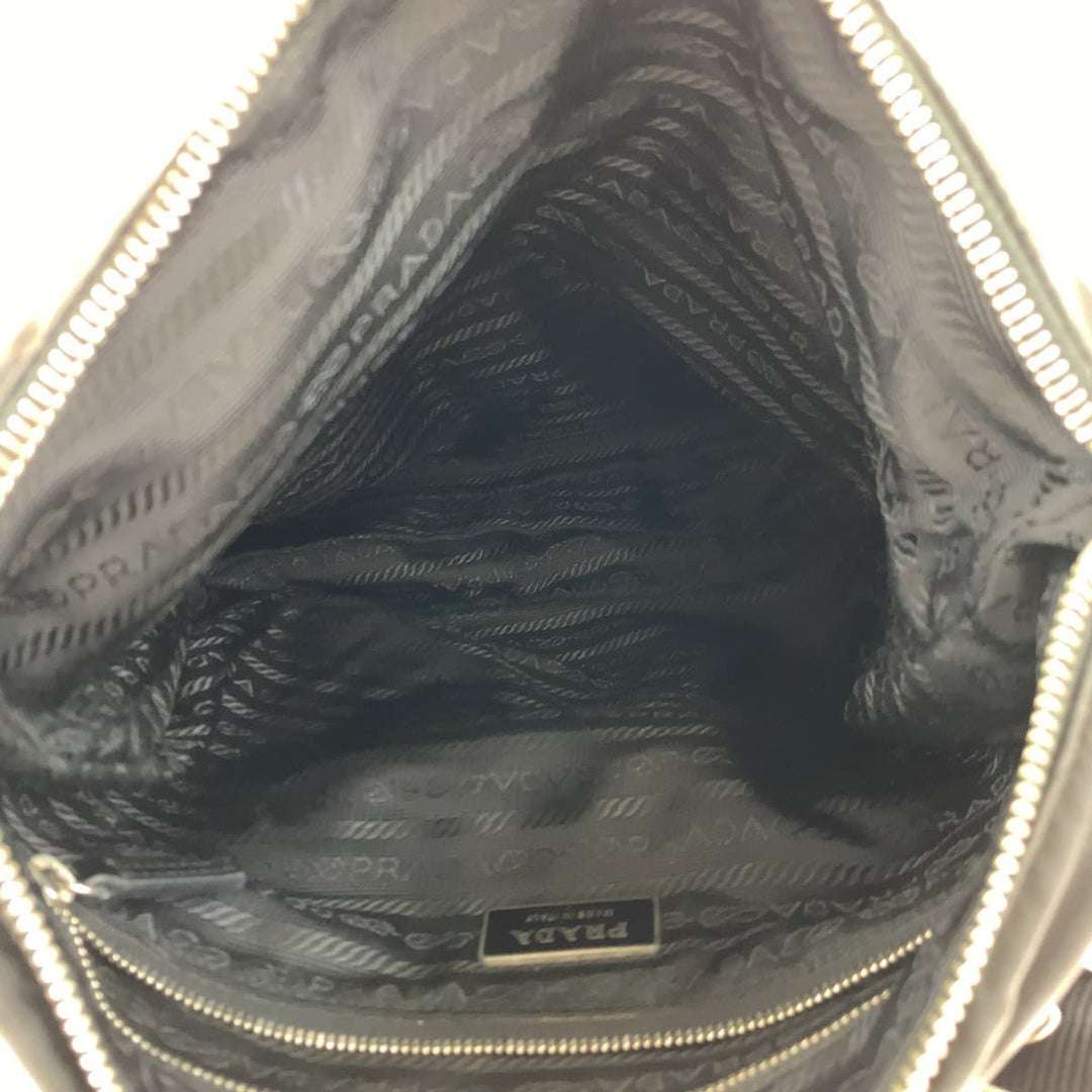 PRADA Shoulder Bag Nylon, Leather black Crossbody Shoulder Bag Messenger Bag Test Triangle With logo mens Used Authentic