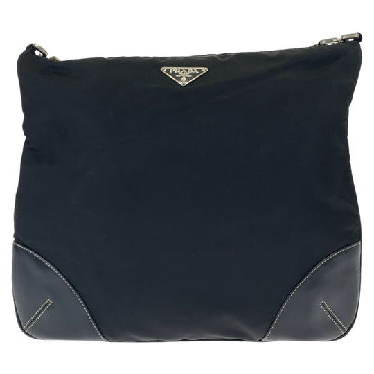 PRADA Shoulder Bag Nylon, Leather black Crossbody Shoulder Bag Messenger Bag Test Triangle With logo mens Used Authentic