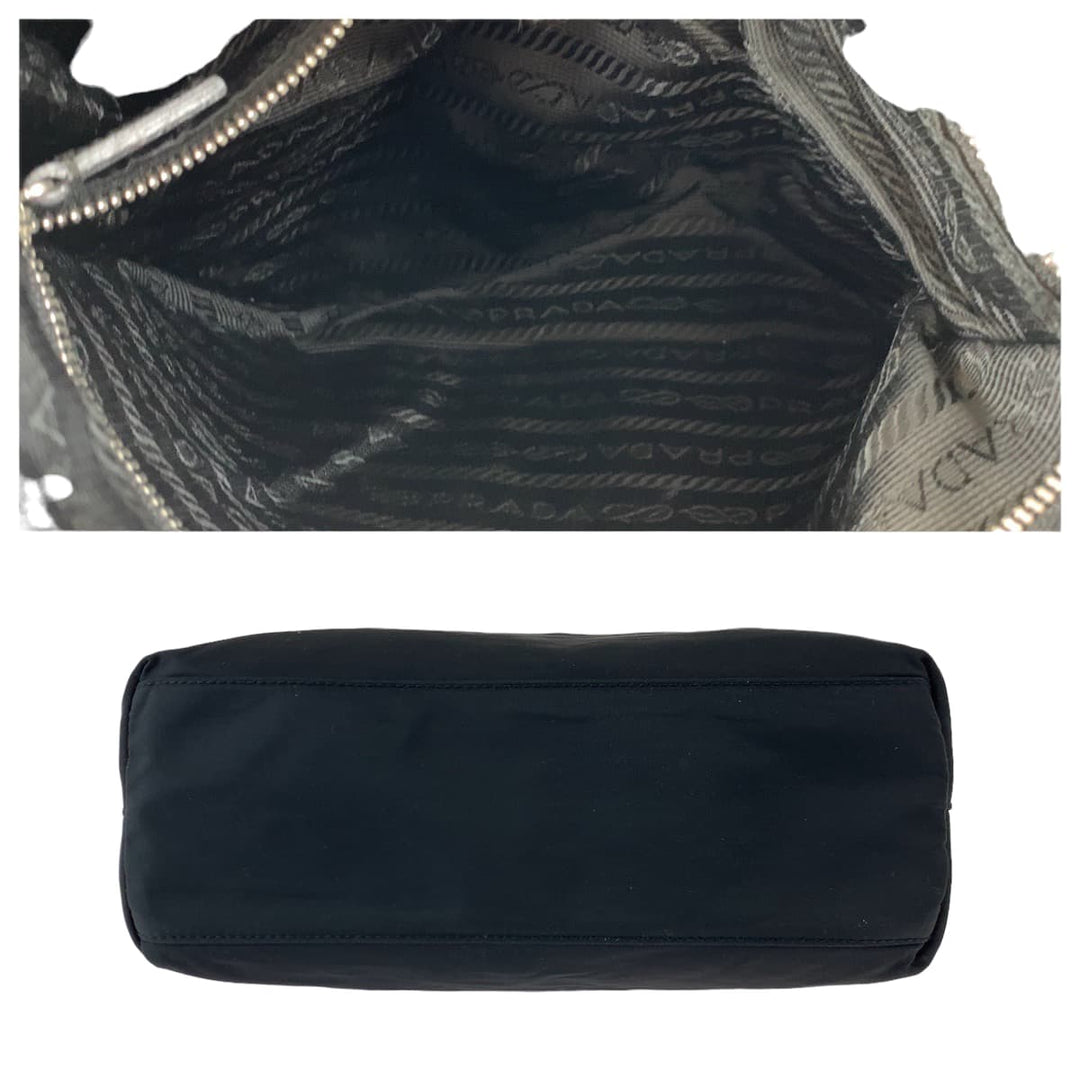 PRADA Shoulder Bag Nylon, Leather black Crossbody Shoulder Bag Messenger Bag Test Triangle With logo mens Used Authentic