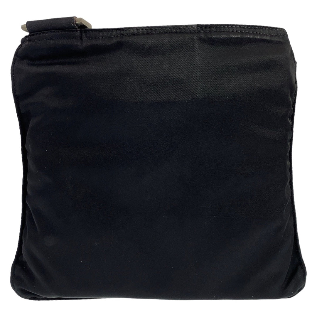 PRADA Shoulder Bag Nylon Black Silver Metal Crossbody Shoulder Bag Pochette Test Triangle With logo mens Used Authentic