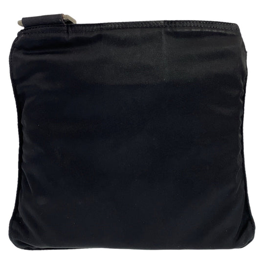 PRADA Shoulder Bag Nylon Black Silver Metal Crossbody Shoulder Bag Pochette Test Triangle With logo mens Used Authentic