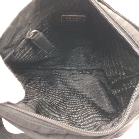 PRADA Shoulder Bag Nylon black Shoulder back pochette Test Triangular logo mens Used Authentic