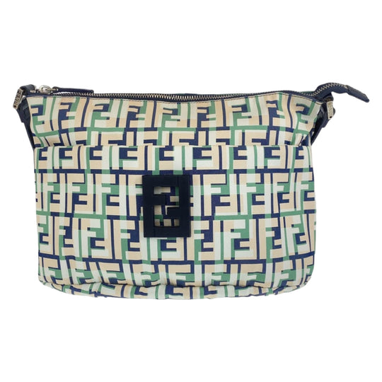 FENDI Shoulder Bag canvas Green Pink Navy Crossbody Shoulder Bag Messenger Bag Zucca Pattern FF logo Women Used Authentic