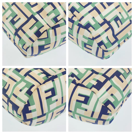 FENDI Shoulder Bag canvas Green Pink Navy Crossbody Shoulder Bag Messenger Bag Zucca Pattern FF logo Women Used Authentic