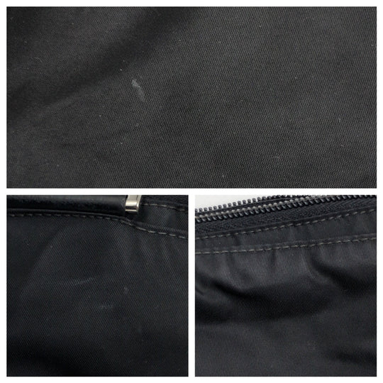 PRADA Shoulder Bag Nylon Black SilverMetal Crossbody Shoulder Bag Pochette Test Triangular logo mens Used Authentic