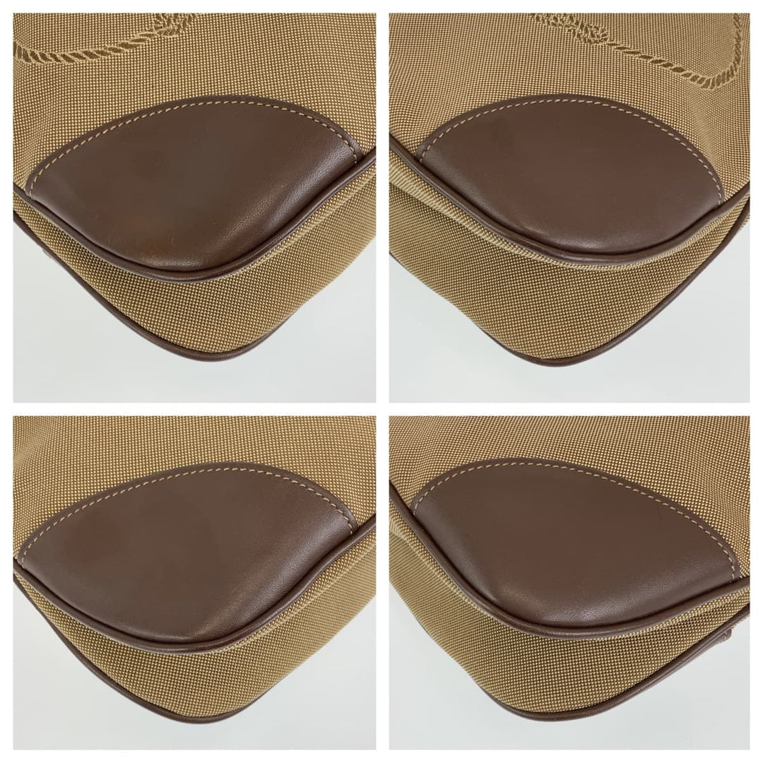 PRADA Shoulder Bag canvas Beige brown Shoulder Bag Crossbody Pochette Unisex Logo jacquard Women Used Authentic
