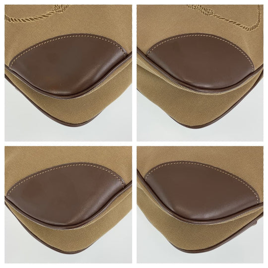 PRADA Shoulder Bag canvas Beige brown Shoulder Bag Crossbody Pochette Unisex Logo jacquard Women Used Authentic