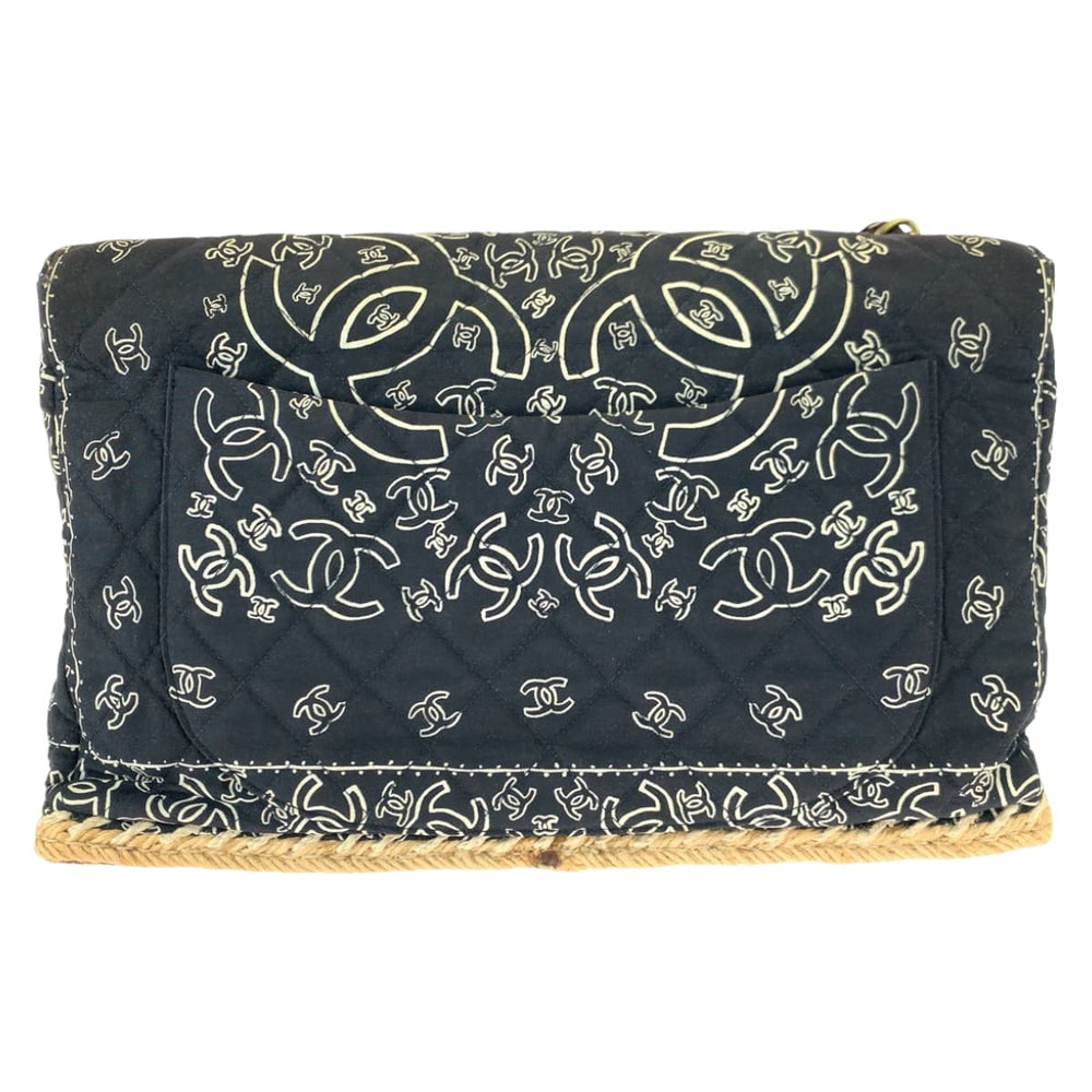 CHANEL Shoulder Bag cotton Black GoldMetal Shoulder Bag Crossbody Bandana Pattern Matelasse COCO Mark Turnlock Women Used Authentic