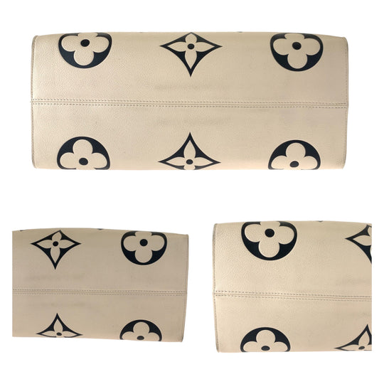 LOUIS VUITTON Tote Bag M45372 Calfskin Beige Black Gold Metal Tote Bag handbag Monogram Unplant Crafty On the Go GM Women Used Authentic