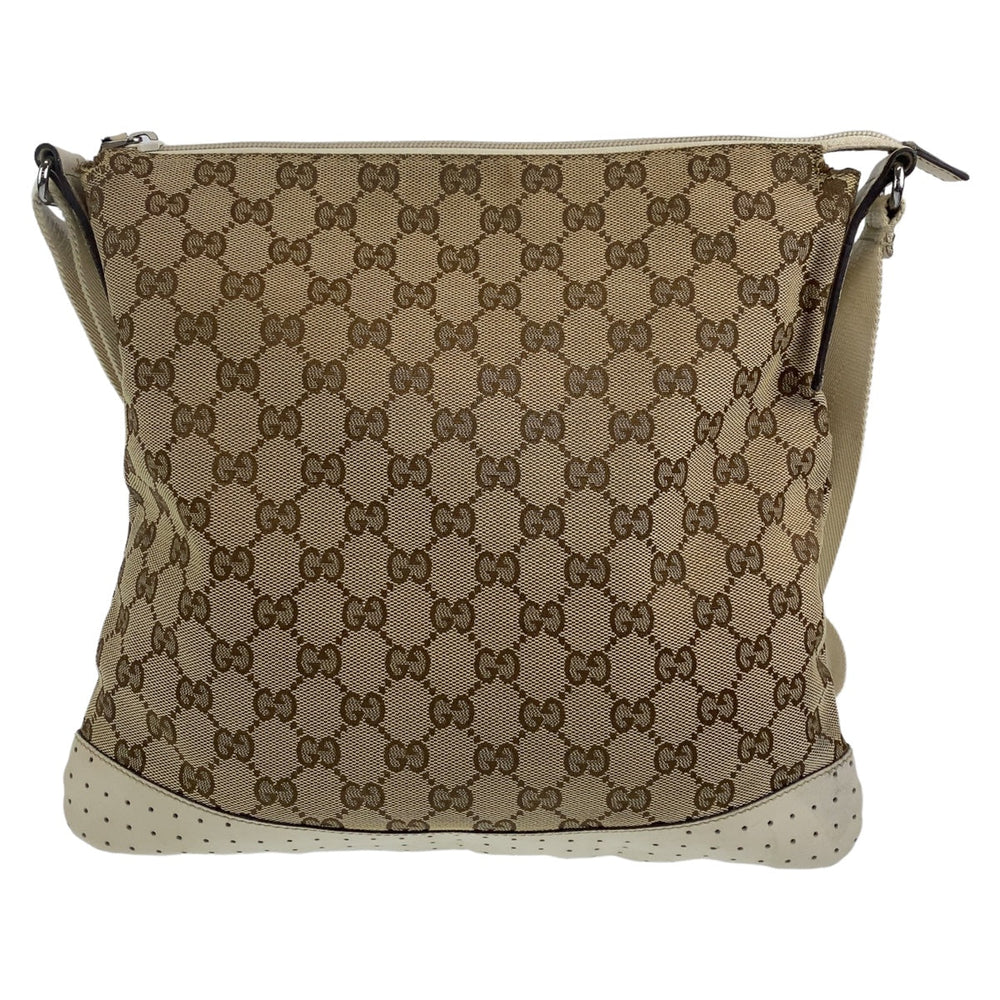 GUCCI Shoulder Bag 145857 GG canvas Beige SilverMetal Crossbody Shoulder Bag Messenger Bag GG pattern Women Used Authentic