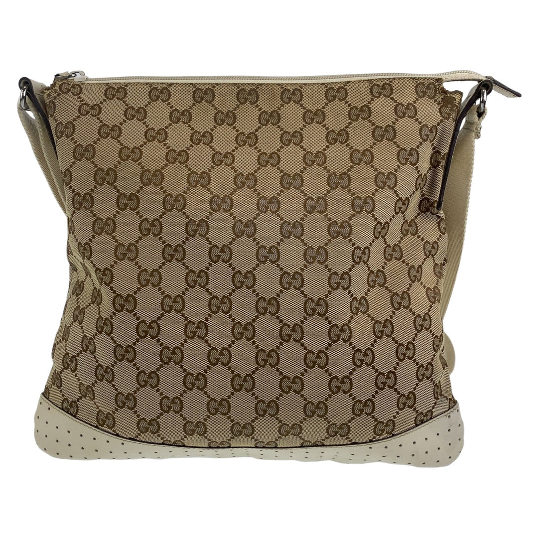 GUCCI Shoulder Bag 145857 GG canvas Beige SilverMetal Crossbody Shoulder Bag Messenger Bag GG pattern Women Used Authentic
