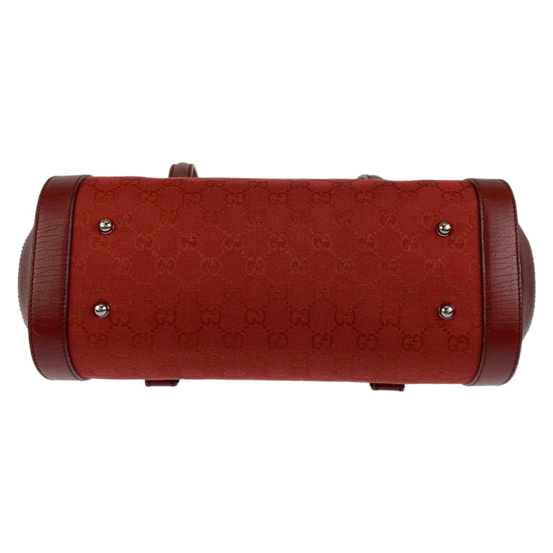 GUCCI Handbag 111713 3444 GG canvas Red Silver Metal Handbag Shoulder Bag Bamboo Women Used Authentic