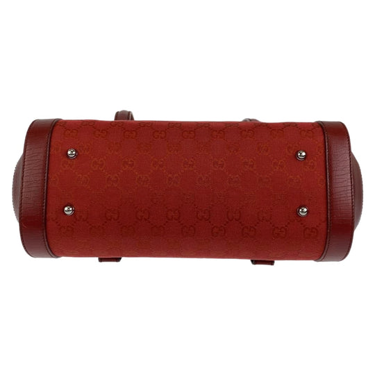 GUCCI Handbag 111713 3444 GG canvas Red Silver Metal Handbag Shoulder Bag Bamboo Women Used Authentic