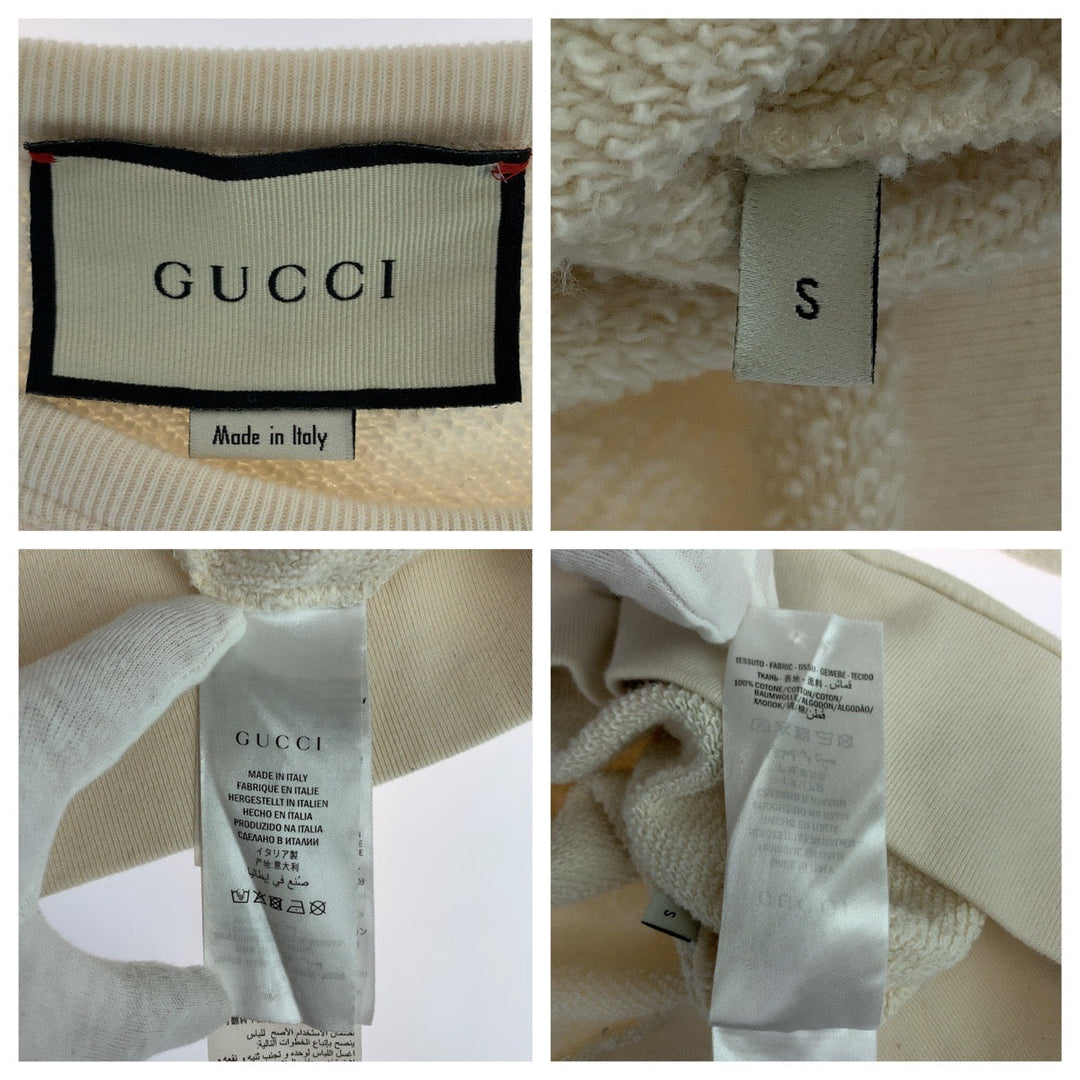 GUCCI sweat 475532 XJAKP cotton White Red Green Sweatshirt trainer GUCCY Wing Jockey mens S Used Authentic