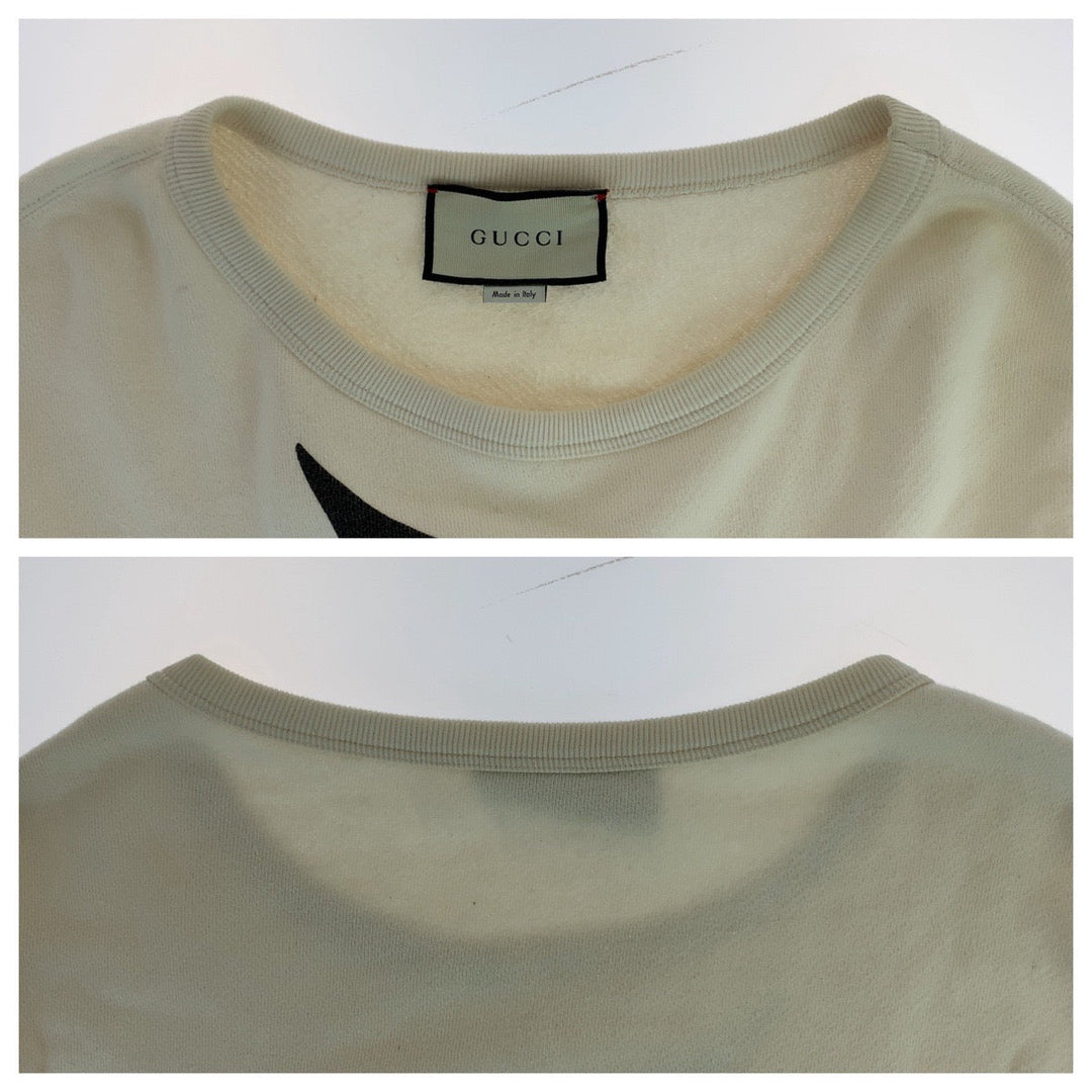 GUCCI sweat 475532 XJAKP cotton White Red Green Sweatshirt trainer GUCCY Wing Jockey mens S Used Authentic