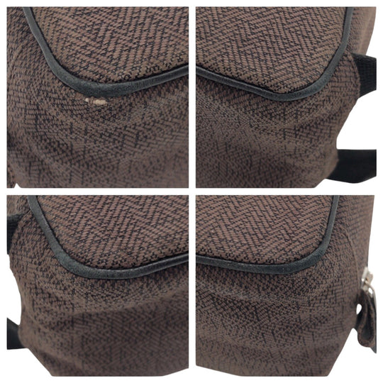 HERMES Pouch cotton Brown Silver Metal Pouch Globetrotter MM mens Used Authentic