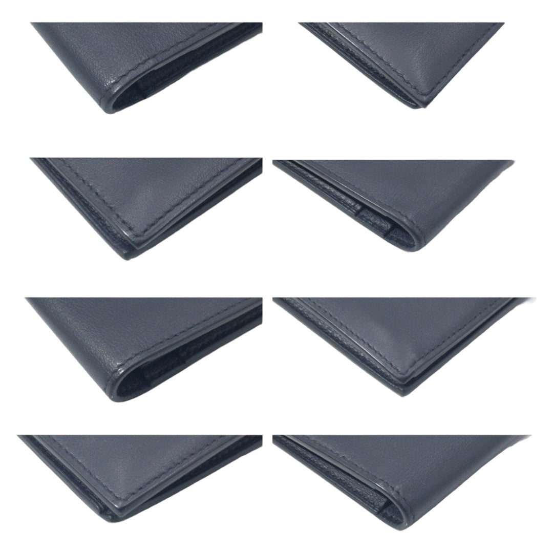 HERMES Bill Compartment leather Black black Bill Compartment Bifold Wallet Citizen twill mens Used Authentic