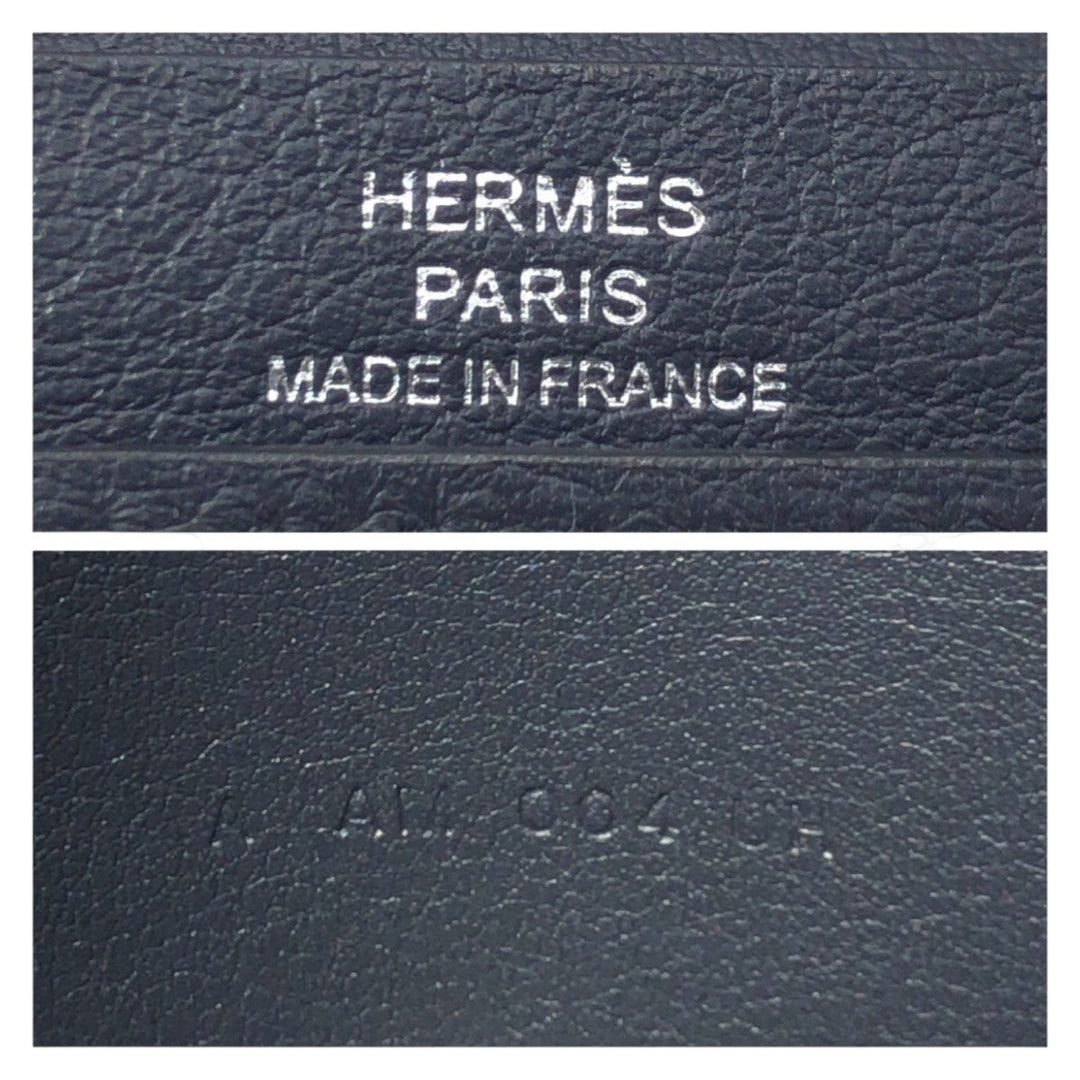 HERMES Bill Compartment leather Black black Bill Compartment Bifold Wallet Citizen twill mens Used Authentic
