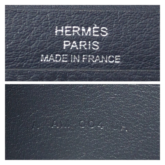 HERMES Bill Compartment leather Black black Bill Compartment Bifold Wallet Citizen twill mens Used Authentic