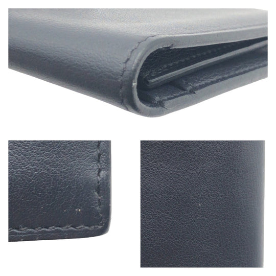 HERMES Bill Compartment leather Black black Bill Compartment Bifold Wallet Citizen twill mens Used Authentic