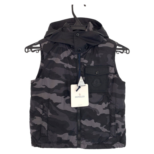 MONCLER Down vest 5909169175 Nylon black Down vest with detachable hood Camouflage Pattern DRUM GILET Kids 8A Used Authentic
