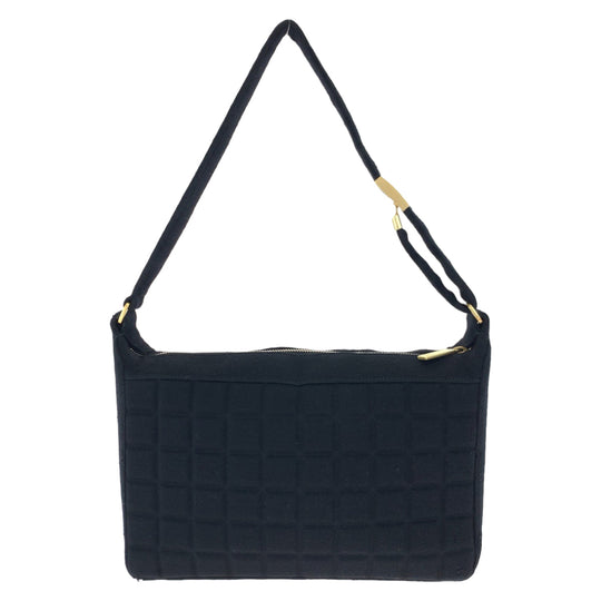 CHANEL Shoulder Bag canvas Black Gold Metal Shoulder Bag handbag Chocolate bar COCO Mark Women Used Authentic