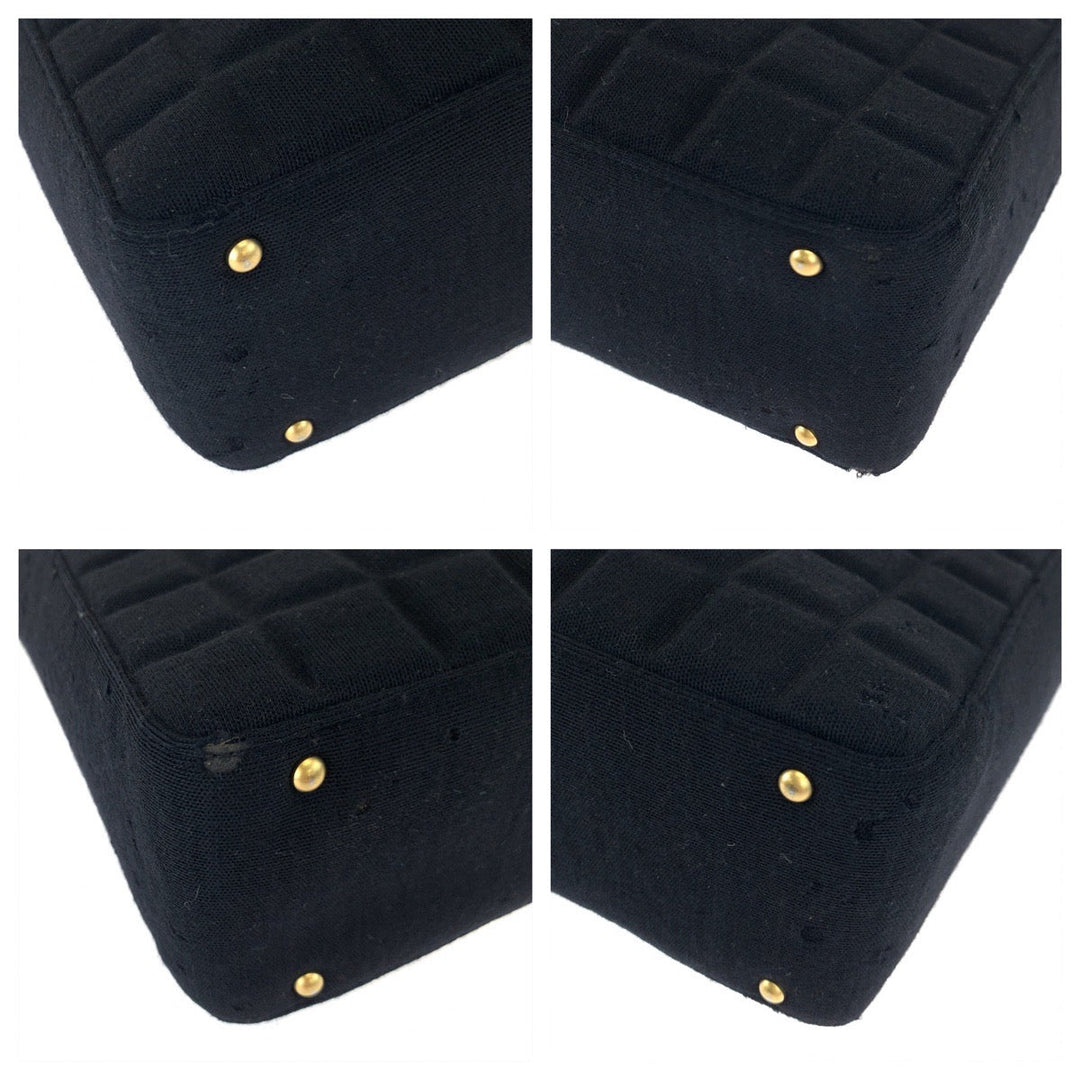 CHANEL Shoulder Bag canvas Black Gold Metal Shoulder Bag handbag Chocolate bar COCO Mark Women Used Authentic