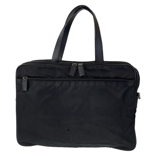 PRADA Business bag Nylon, Leather Black Silver Metal Business bag briefcase Test Triangular logo mens Used Authentic