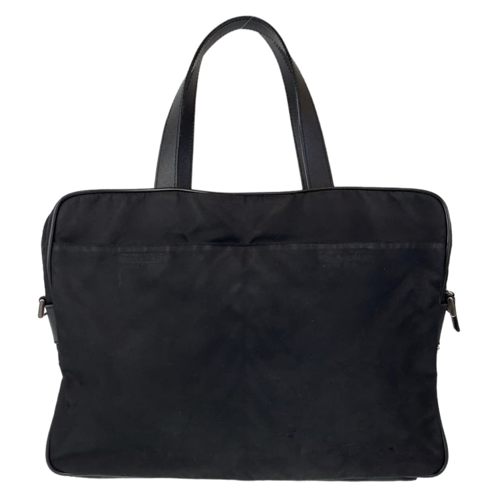 PRADA Business bag Nylon, Leather Black Silver Metal Business bag briefcase Test Triangular logo mens Used Authentic