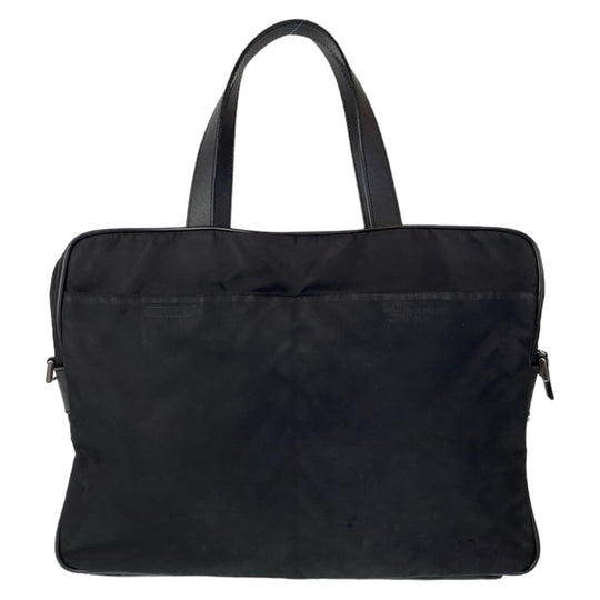 PRADA Business bag Nylon, Leather Black Silver Metal Business bag briefcase Test Triangular logo mens Used Authentic