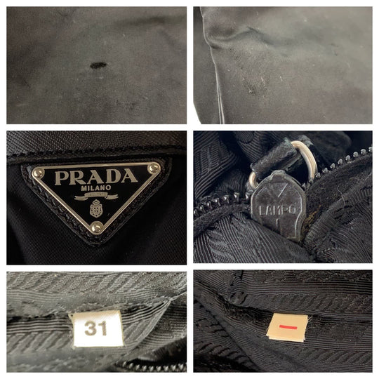 PRADA Business bag Nylon, Leather Black Silver Metal Business bag briefcase Test Triangular logo mens Used Authentic