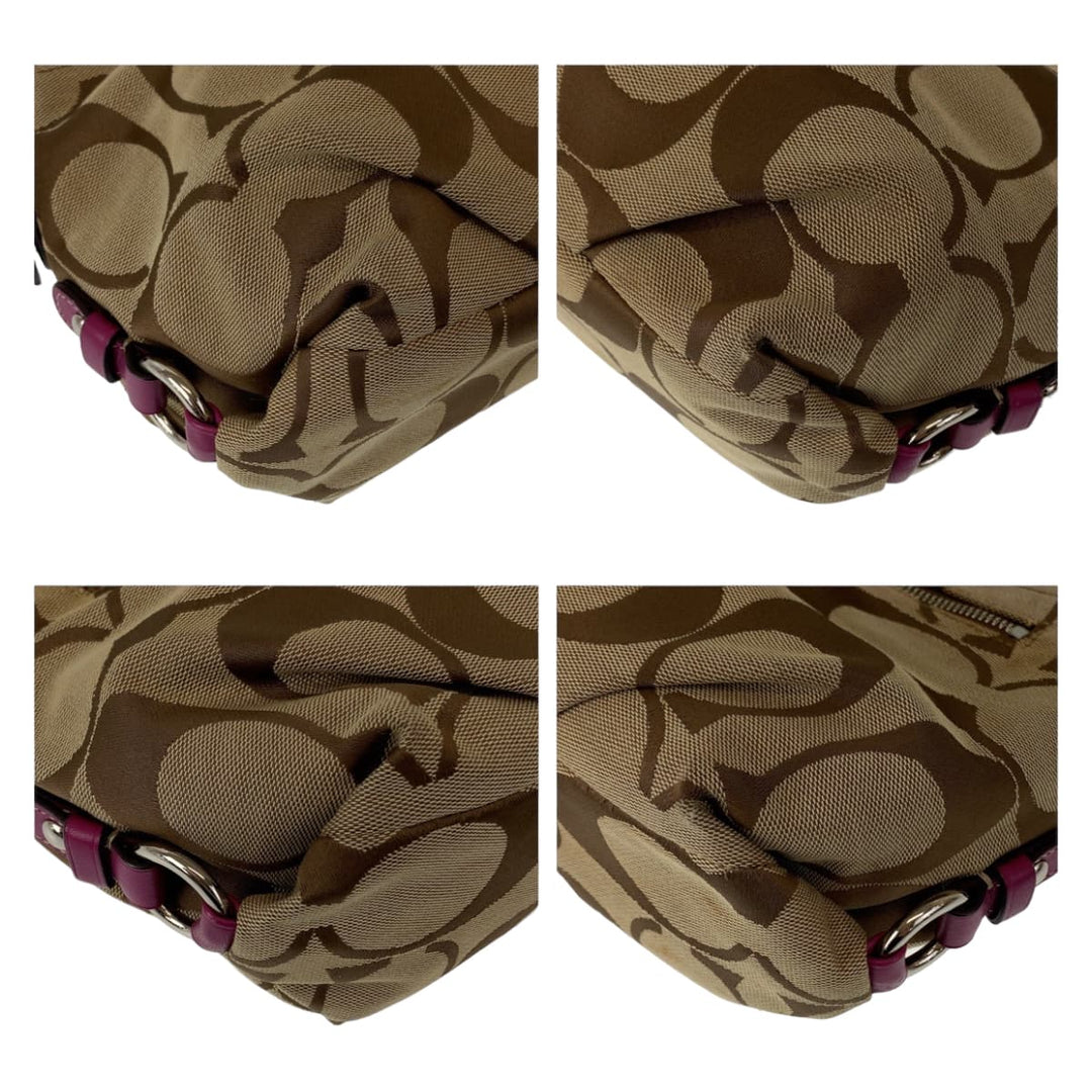 COACH Shoulder Bag canvas beige Signature