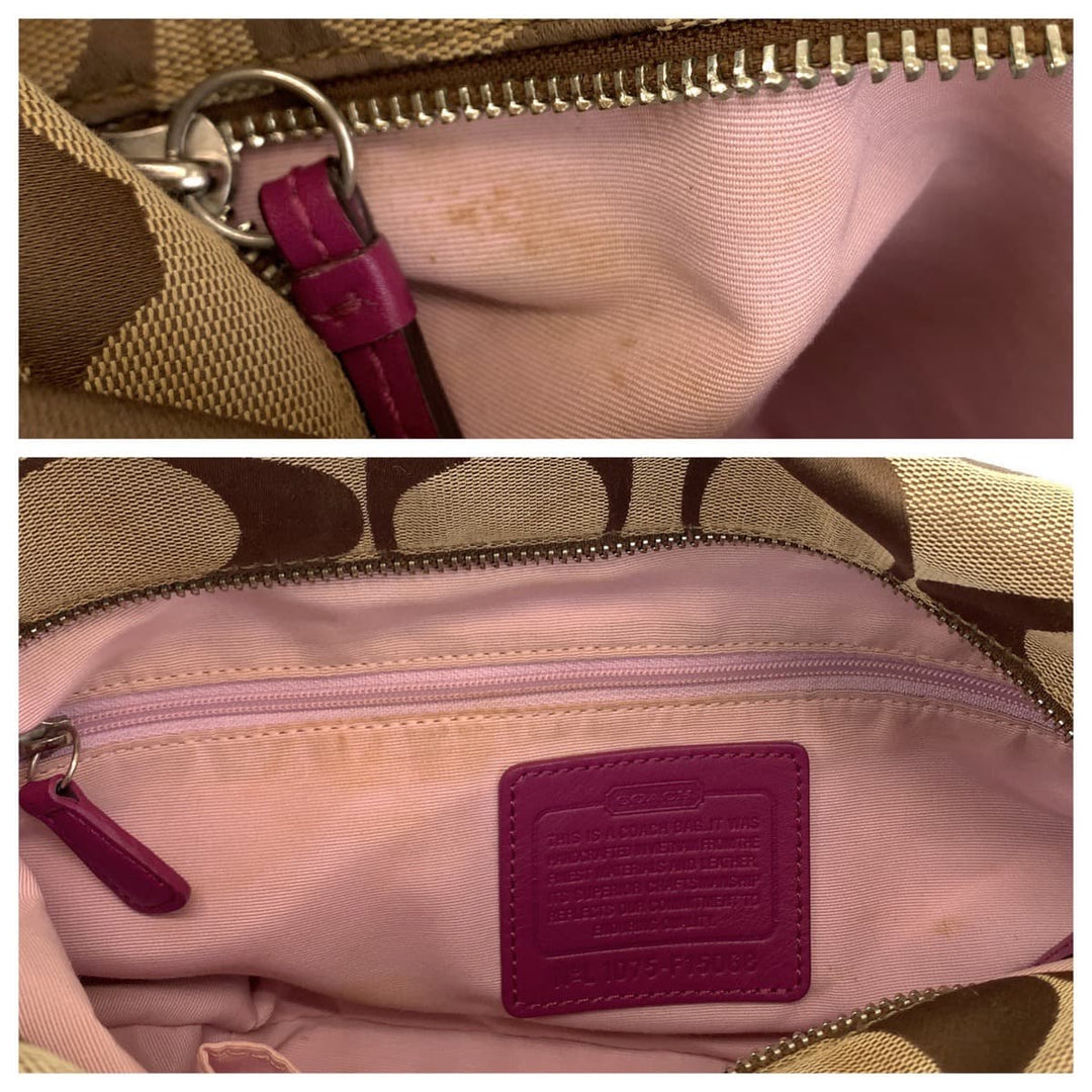 COACH Shoulder Bag canvas beige Signature