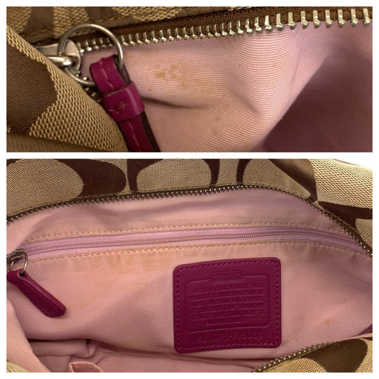 COACH Shoulder Bag canvas beige Signature