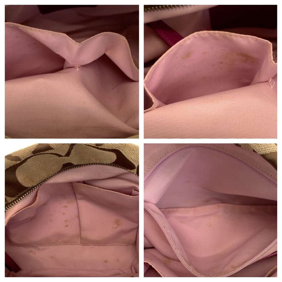 COACH Shoulder Bag canvas beige Signature