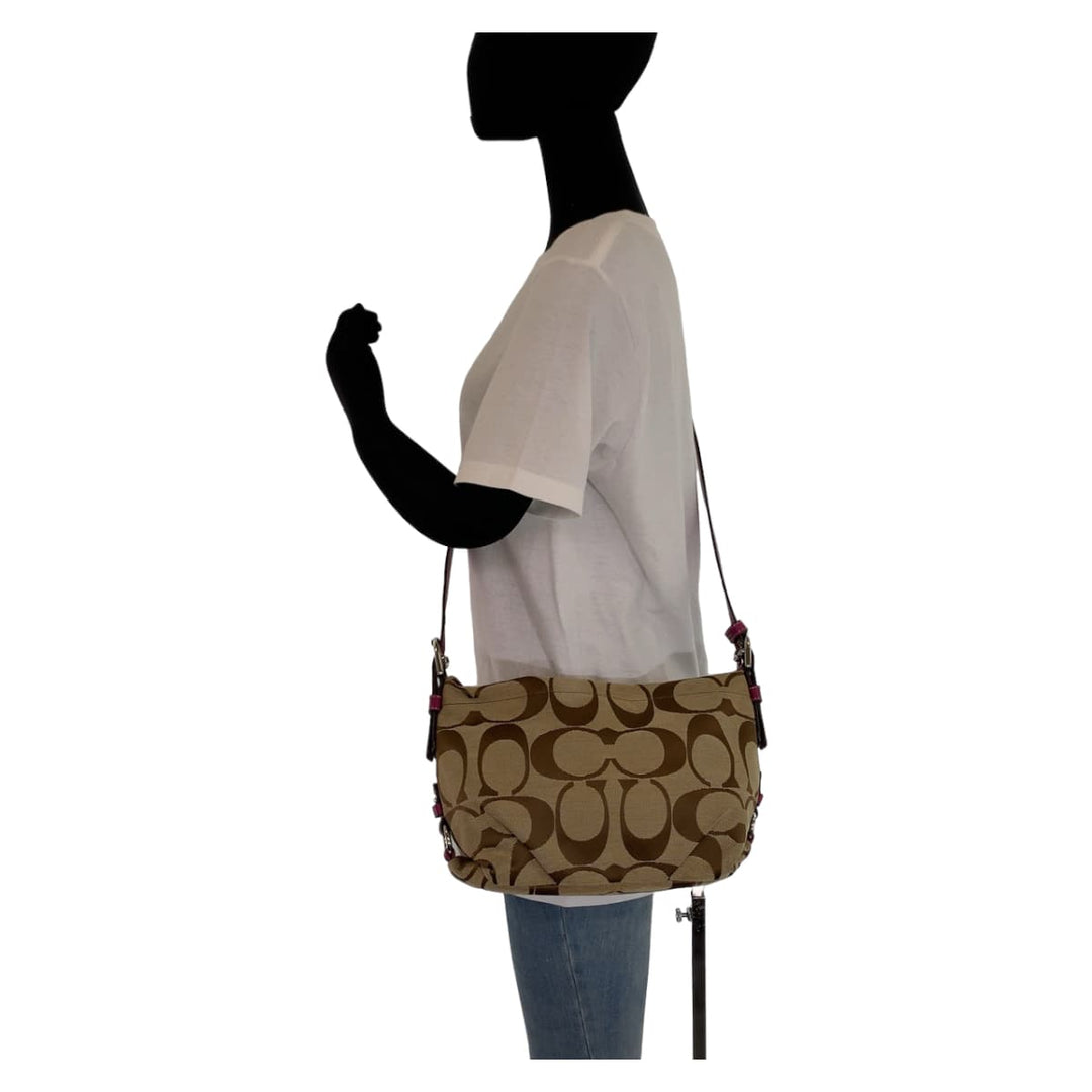 COACH Shoulder Bag canvas beige Signature