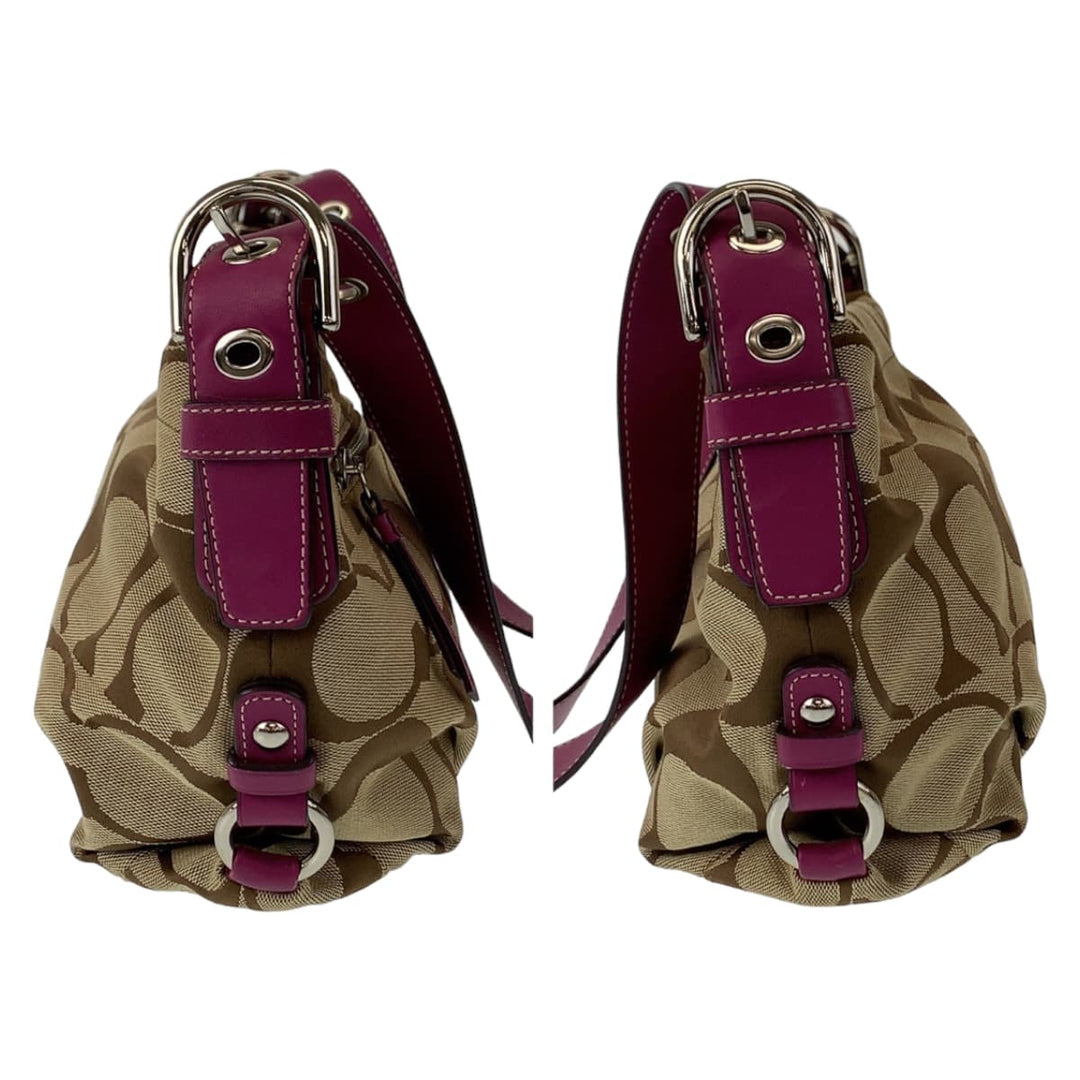 COACH Shoulder Bag canvas beige Signature