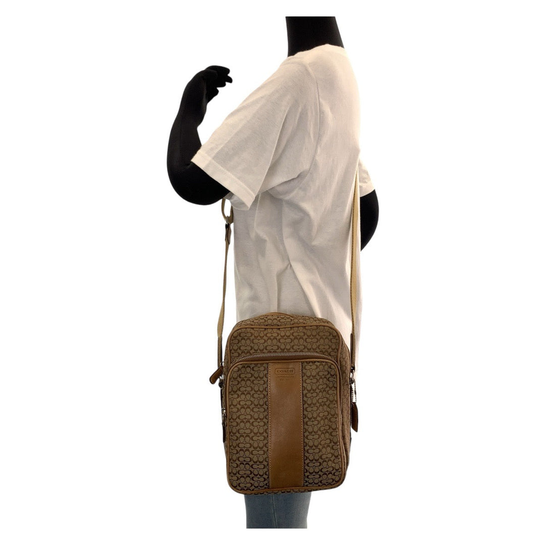 COACH Shoulder Bag canvas Brown Signature