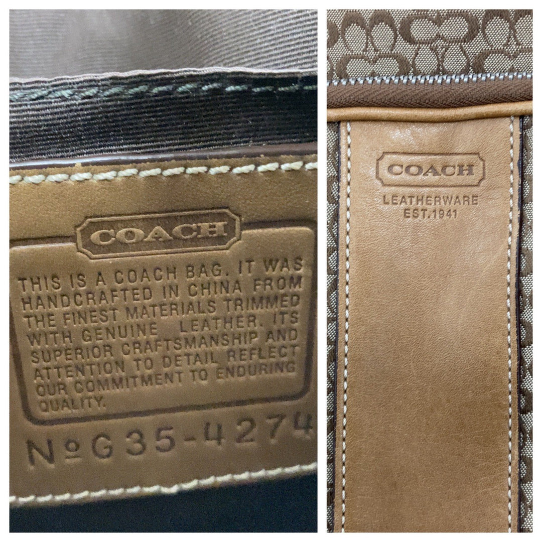 COACH Shoulder Bag canvas Brown Signature