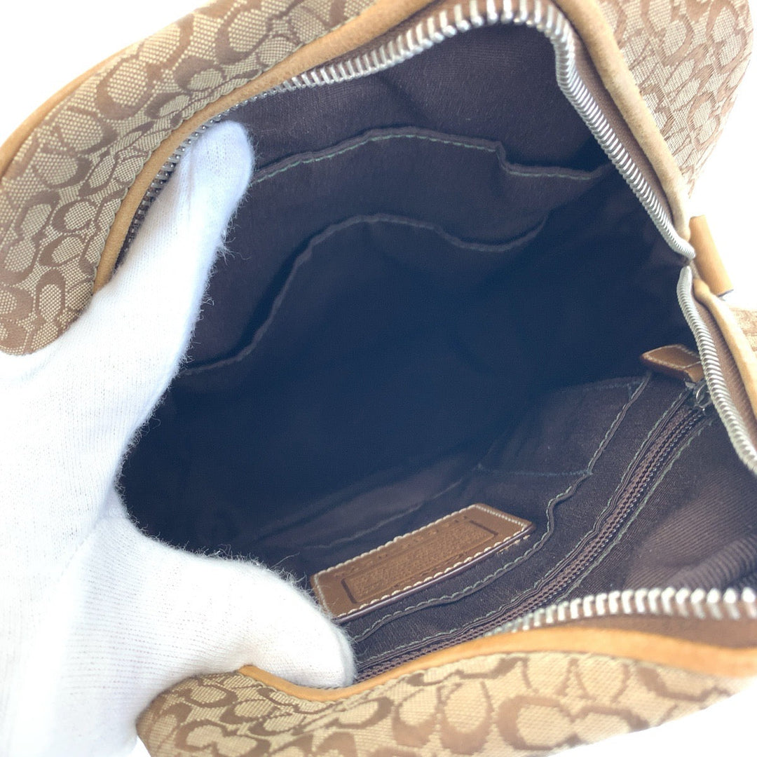 COACH Shoulder Bag canvas Brown Signature
