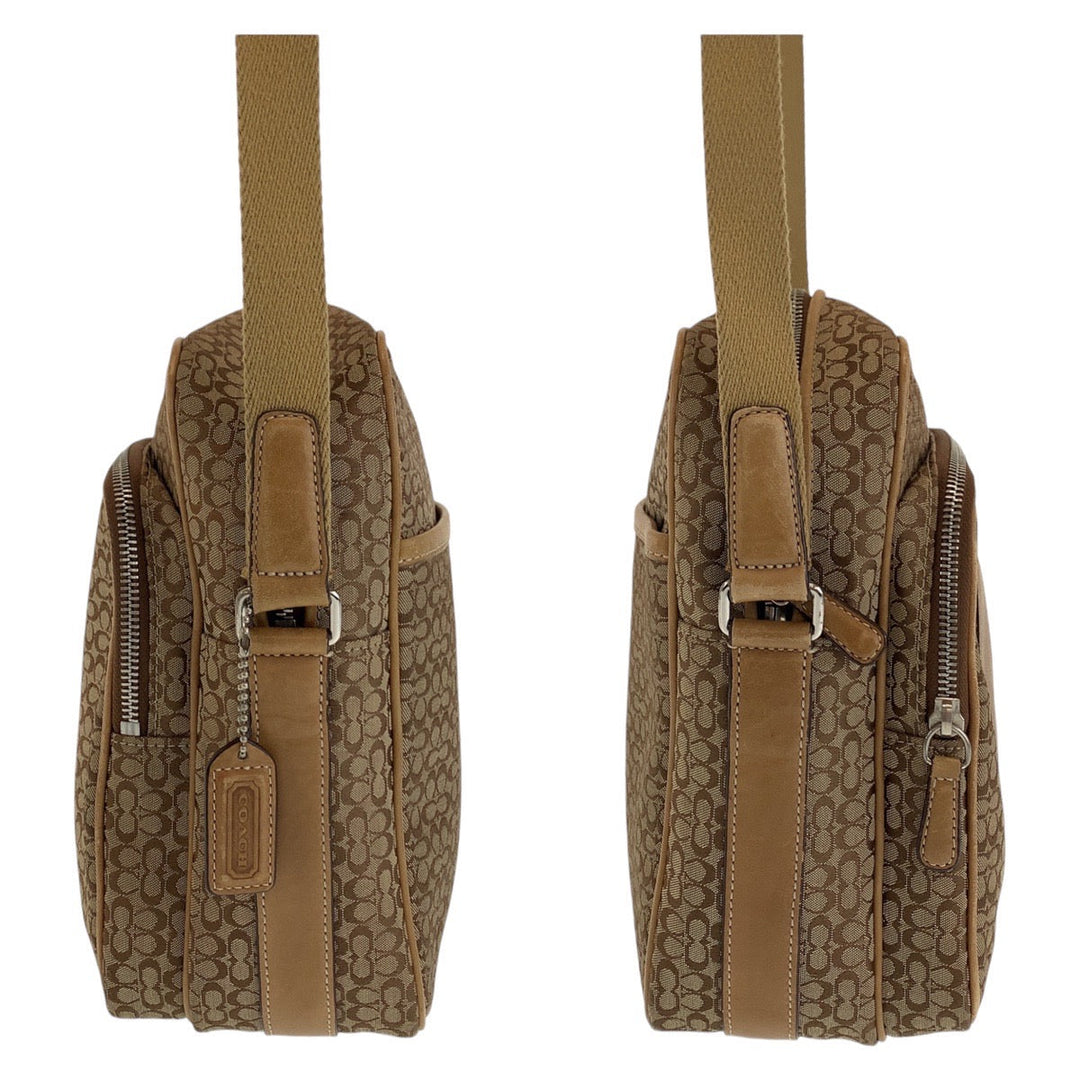 COACH Shoulder Bag canvas Brown Signature
