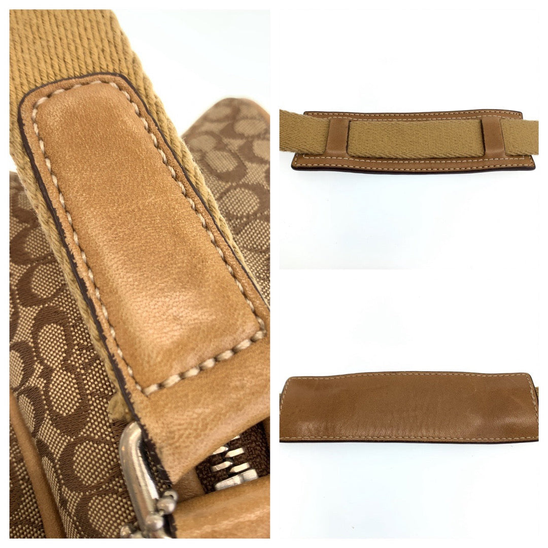 COACH Shoulder Bag canvas Brown Signature