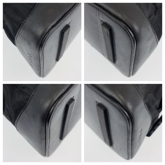 PRADA Shoulder Bag Nylon, Leather Black Silver Metal Shoulder Bag Tote Bag Handbag Test Triangle With logo Women Used Authentic