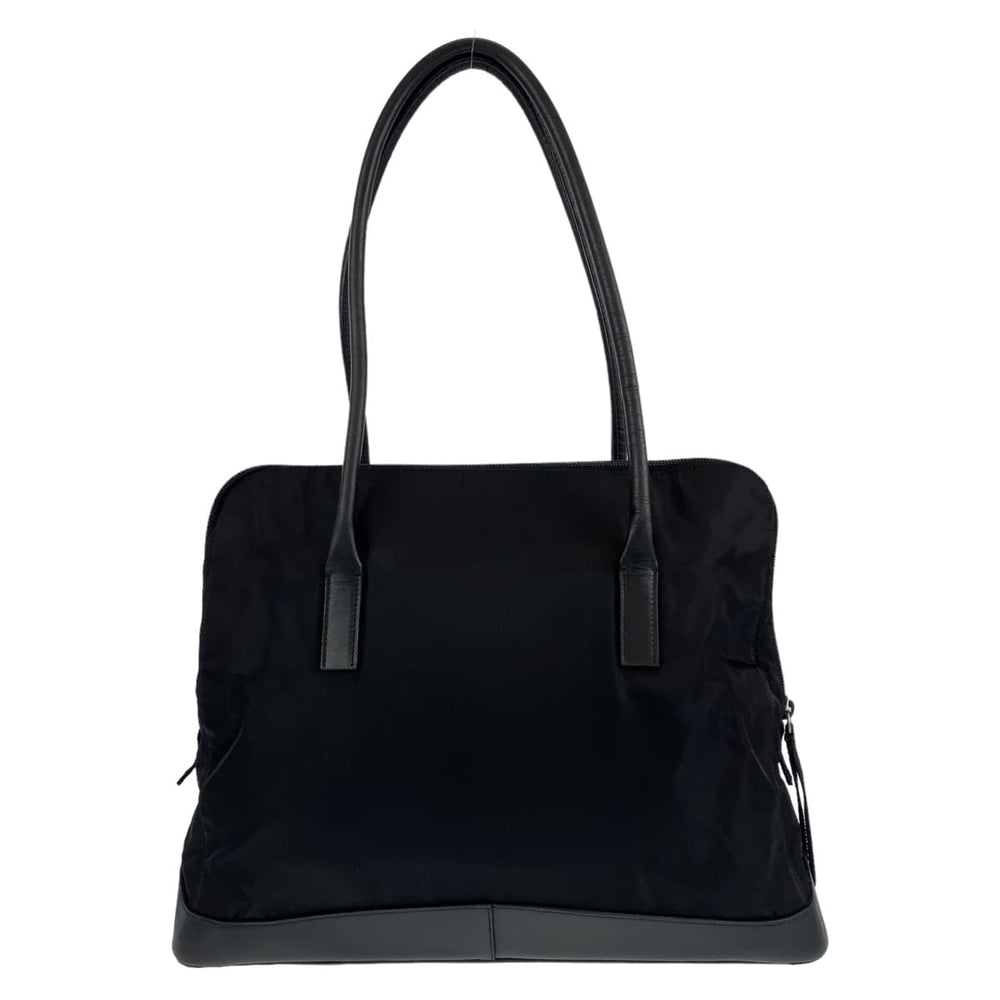 PRADA Shoulder Bag Nylon, Leather Black Silver Metal Shoulder Bag Tote Bag Handbag Test Triangle With logo Women Used Authentic