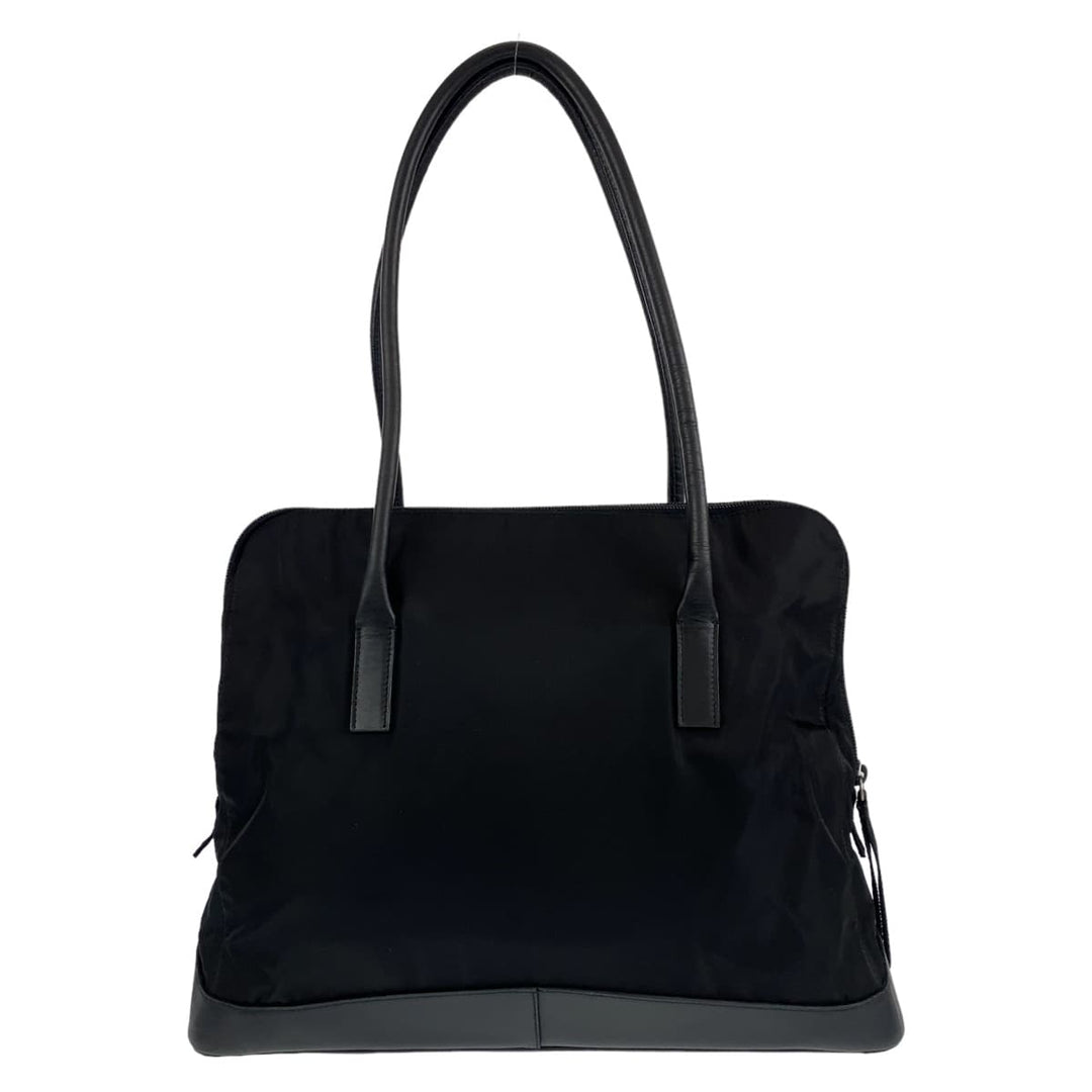 PRADA Shoulder Bag Nylon, Leather Black Silver Metal Shoulder Bag Tote Bag Handbag Test Triangle With logo Women Used Authentic