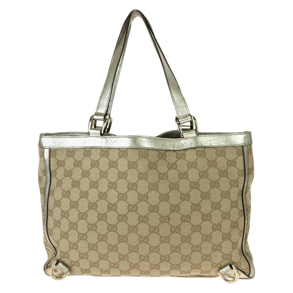 GUCCI Tote Bag 170004 GG canvas, leather beige gold gold Tote Bag Handbag Shoulder Bag Abbey Women Used Authentic