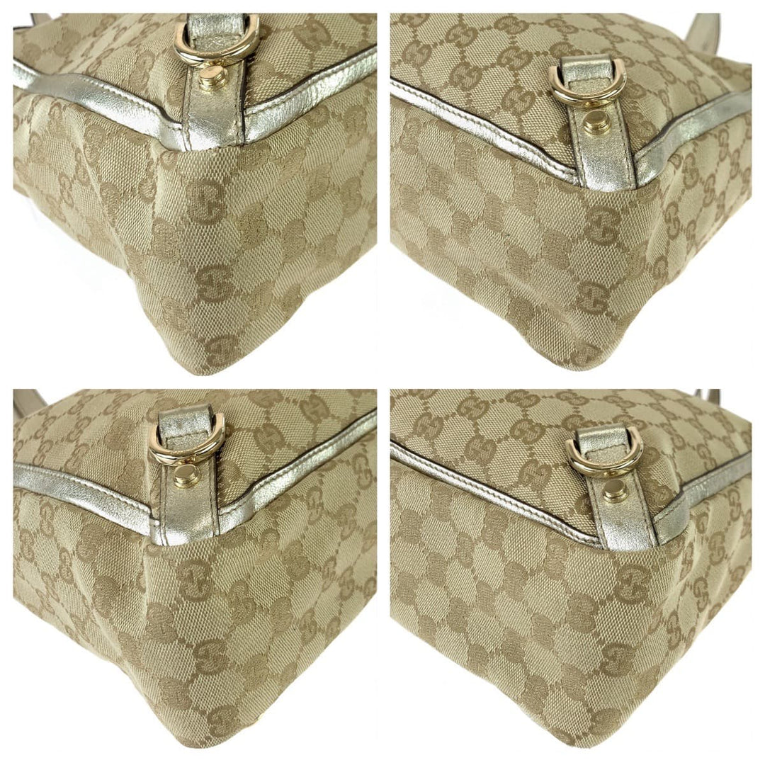 GUCCI Tote Bag 170004 GG canvas, leather beige gold gold Tote Bag Handbag Shoulder Bag Abbey Women Used Authentic