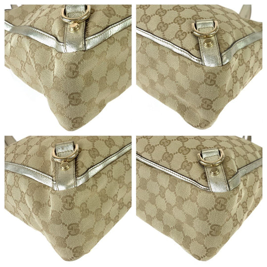 GUCCI Tote Bag 170004 GG canvas, leather beige gold gold Tote Bag Handbag Shoulder Bag Abbey Women Used Authentic