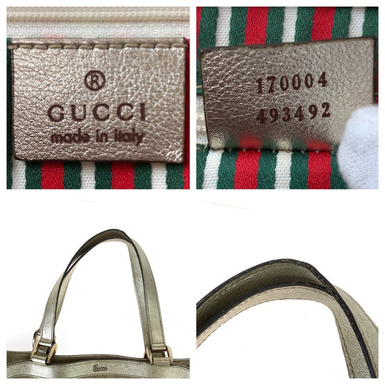 GUCCI Tote Bag 170004 GG canvas, leather beige gold gold Tote Bag Handbag Shoulder Bag Abbey Women Used Authentic