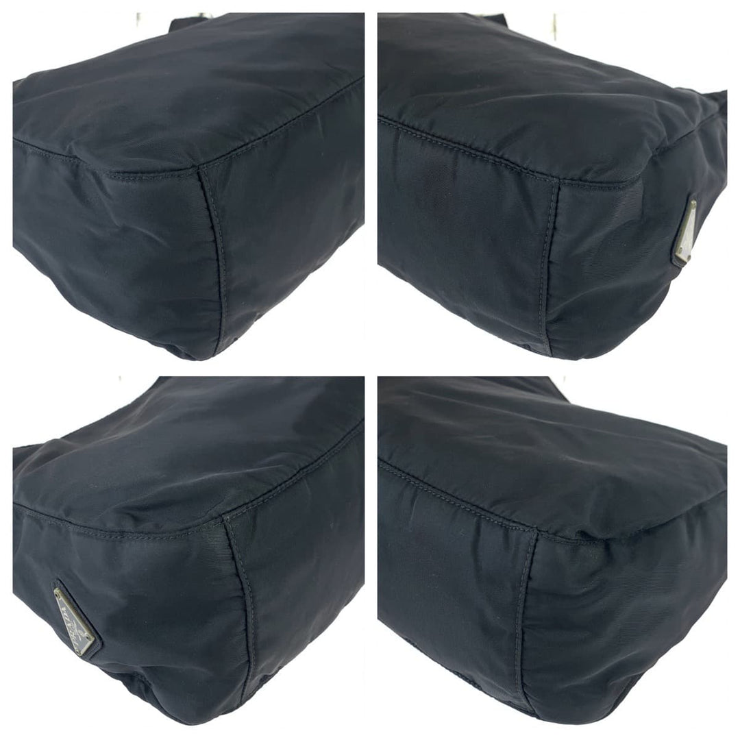PRADA Shoulder Bag Nylon Black black Hobo Shoulder Bag Handbag Test Triangle With logo plastic handle Women Used Authentic